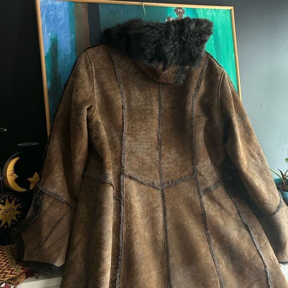 VTG Penny Lane Jacket Size M Y2K 90s Does 70s Faux Vegan Jones New York M - Picture 5 of 16